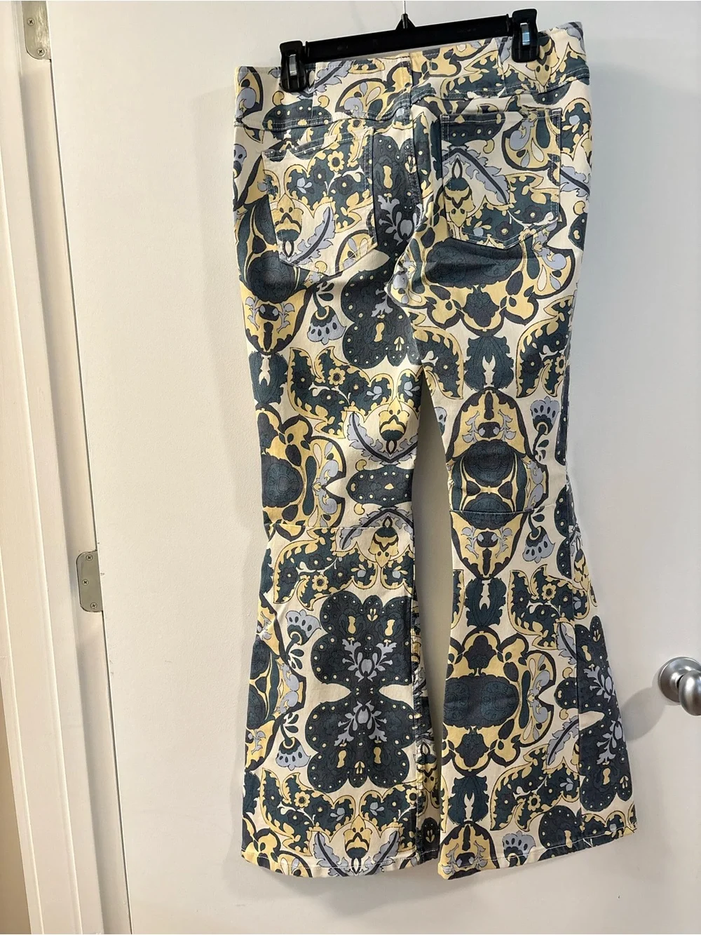 Free People Flared Pants in Yellow, Navy & Cream - Picture 6 of 7